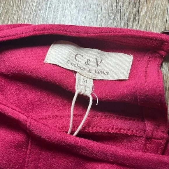 Womens NWT Chelsea & Violet Velour-like Red Dress - M - Picture 8 of 10